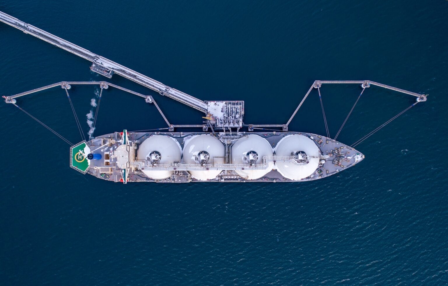 Aerial view of LNG tanker